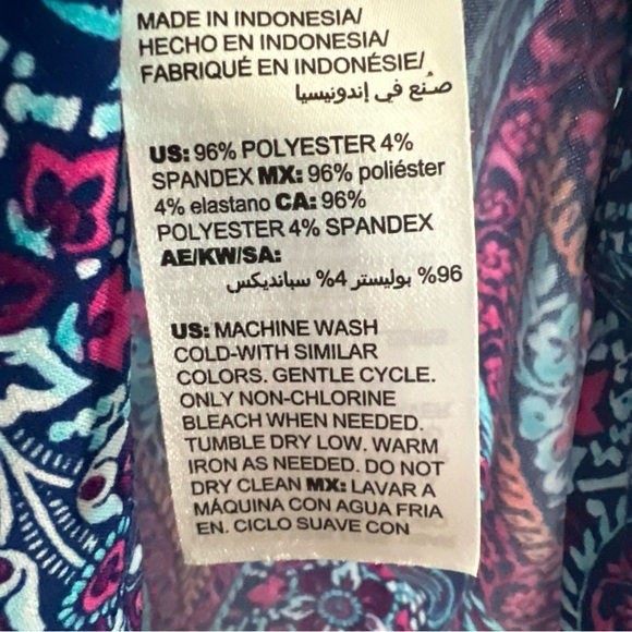 Chico's Navy Paisley Tunic with Pink & Teal Accents Casual - Picture 4 of 7